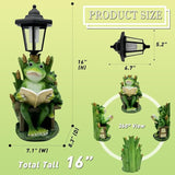 Solar Frog Garden Statue for Outdoor Decor with Lantern - Lawn Decoration 16“ Tall Frog Figurine Lights for Patio | Lumora