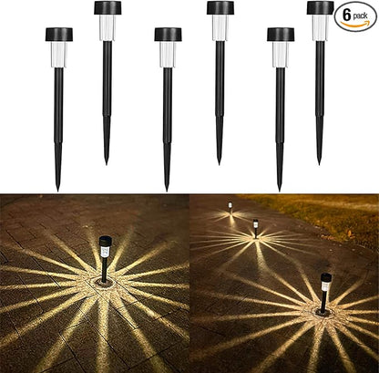 Solar Pathway Lights 6 Pack Solar Garden Lights IP65 Waterproof Outdoor Solar Lights for Yard Dusk to Dawn Landscape Lighting for Garden, Lawn, Walkway, Warm White