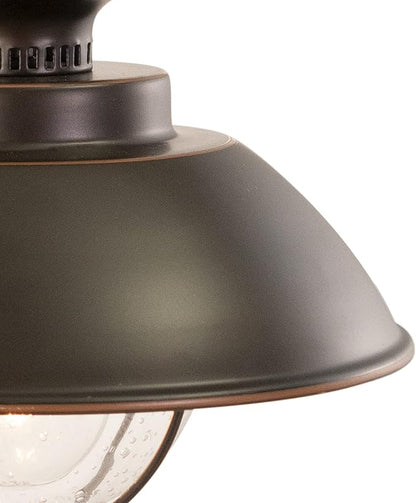 VAXCEL Harwich 10.25 in. H 1-Light Burnished Bronze Coastal Outdoor Wall Sconce Made of Durable Steel, Clear Seeded Glass Shade, LED Compatible, Use for Exterior Porch Patio Front Door or Garage