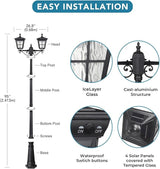 Kemeco Solar Lamp Post Light, ST4311AB1-2 Dusk to Dawn Outdoor Bright Street Post Light for Yard Garden Patio | Lumora