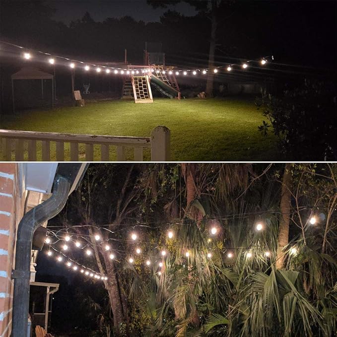 YQL Outdoor String Lights Hanging Kit,Globe String Lights Suspension Kit,164ft Black Vinyl-Coated 304 Stainless | Lumora