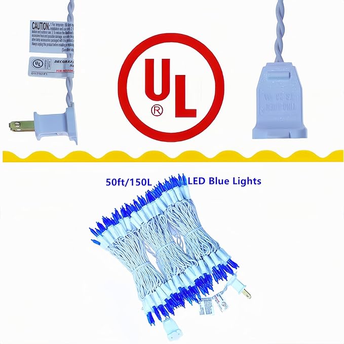 150 LED Blue Christmas Lights, UL Listed and Commercial Grade White Wire String Lights 50 FT, for Indoor and | Lumora