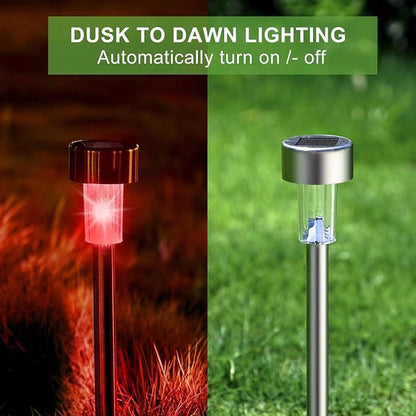 Solar Lights Outdoor Waterproof, Stainless Steel LED Landscape Lighting, Solar Garden Lights, Outdoor Valentines Day Decorations for Yard, Pathway, Walkway, Patio, Lawn - 12 Pack ( Multicolor )