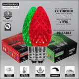 Wintergreen Lighting Set of 100 Red and Green C7 OptiCore Outdoor Christmas Lights - Commercial LED Bulbs for | Lumora