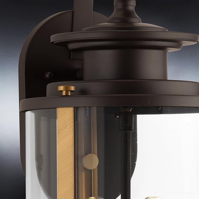 Urban Ambiance Luxury Rustic Outdoor Wall Light, Medium Size: 19.25" H x 8" W, with Colonial Style Elements, Olde Bronze Finish and Clear Shade, UHP1120 from The Plymouth Collection