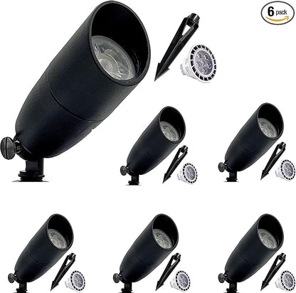 LED Spot Lights Outdoor 7W LED Landscape Light 111 - Solid Aluminum Metal Wall Light Security Lighting LED Yard Lights for Bright Long Lasting Home Garden Patio Pool Area Lighting LED Bulbs (6 Pack)