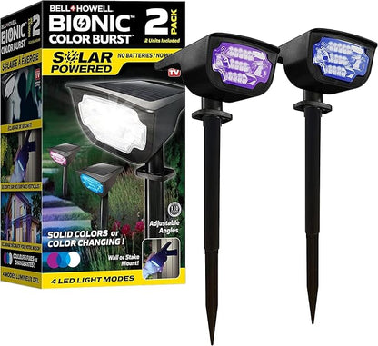 Bell+Howell Solar Lights Outdoor Bionic Burst Waterproof IP67 Path Lights, Landscape Outdoor Solar Lights for Yard Auto On/Off LED Bulbs, Wireless, Multicolor, Adjustable Light 2 Pieces