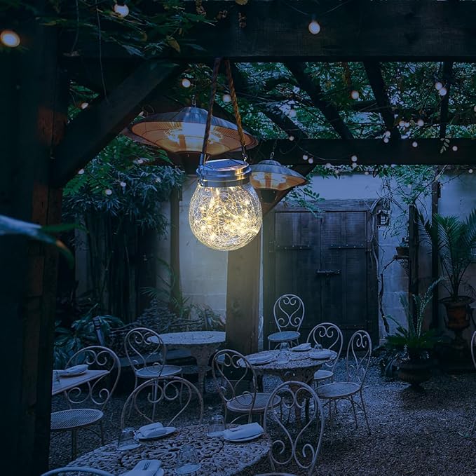 POPETPOP Solar Jar Lid Light Cover 3.54 Inch Solar Led Lid for DIY Hanging Lanterns Outdoor Garden Patio Yard Light Jar Cover