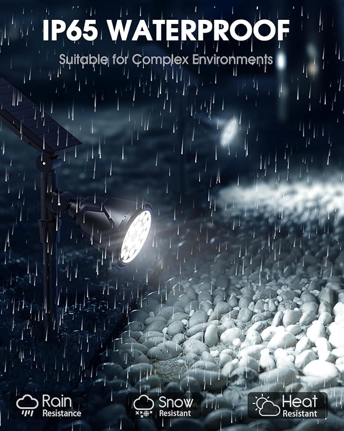 DBF Solar Spot Lights Outdoor Waterproof IP65, Cool White, 600LM High Bright, 2 Brightness Modes, 18 LED, Auto | Lumora