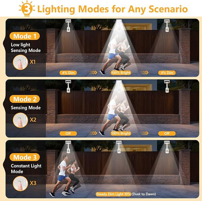 Clip On Solar Lights Outdoor with Motion Sensor, 360°Rotatable & Vertically Adjustable Solar Fence Lights with 92 LEDs (600 LM, 6000 K),IP65 Waterproof Security Light for Deck, Gutter（White, 4 Pack）