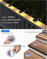 Solar Step Lights Outdoor Waterproof, 4 Pack Warm White Flat Lights Solar Powered for Outside Stair, Deck, Dock | Lumora