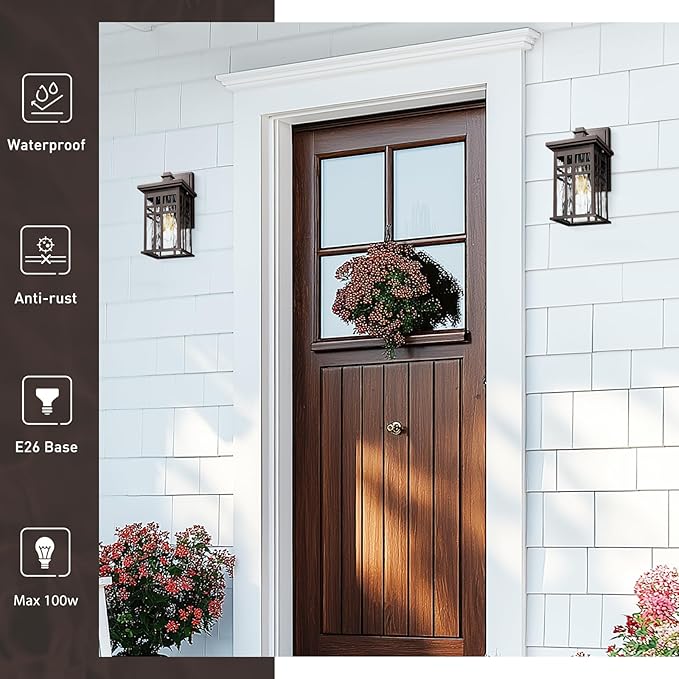 zeyu 12 Inch Patio Wall Light Fixture, 2 Pack Outdoor Modern Wall Lights, Die-Cast Aluminum, Oil Rubbed Bronze | Lumora