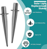 16 PCS 5.3 Inch Solar Light Stakes, Silver Spikes Metal Pathway Stakes, LED Light Ground Spikes for Garden | Lumora