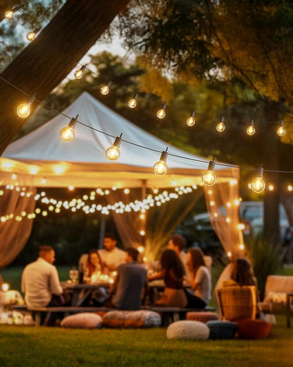 Brightown 209FT LED Outdoor String Lights - Patio Lights with 100 Shatterproof Clear Dimmable Edison Bulbs, Waterproof Connectable Hanging Lights for Outside Backyard Porch Party Christmas Decoration