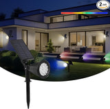 Solar Spot Lights Outdoor, 2-in-1 Wall Mount & Ground Stake 18 LEDs with 2 Lighting Modes, 7 Colors Changing, IP65 | Lumora
