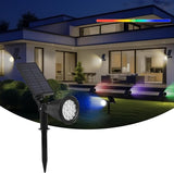 Solar Spot Lights Outdoor, 2-in-1 Wall Mount & Ground Stake 18 LEDs with 2 Lighting Modes, 7 Colors Changing, IP65 | Lumora