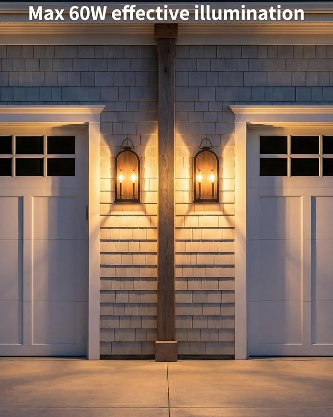 Outdoor Wall Light Fixtures, 2-Light Porch Lights Outdoor, Matte Bronze Exterior Waterproof Wall Sconce with Glass | Lumora