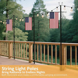 Outdoor String Light Poles 6 Pack - 10 Ft Lighting Posts with Fork,Rustproof Patio Heavy Metal Stand, Adjustable | Lumora