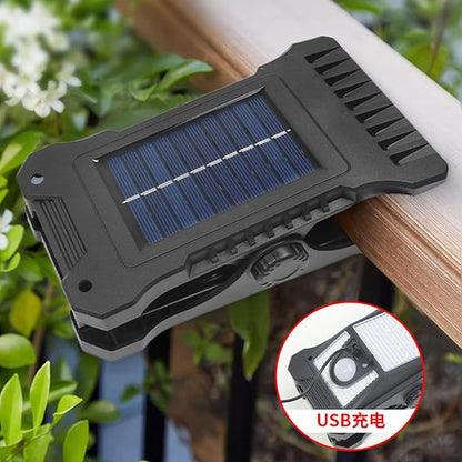 Solar Clip on Motion Sensor Light, High Brightness Led Outdoor Lamp with Efficient Solar Charging for Camping Tent, Pathway, Patio, Garden
