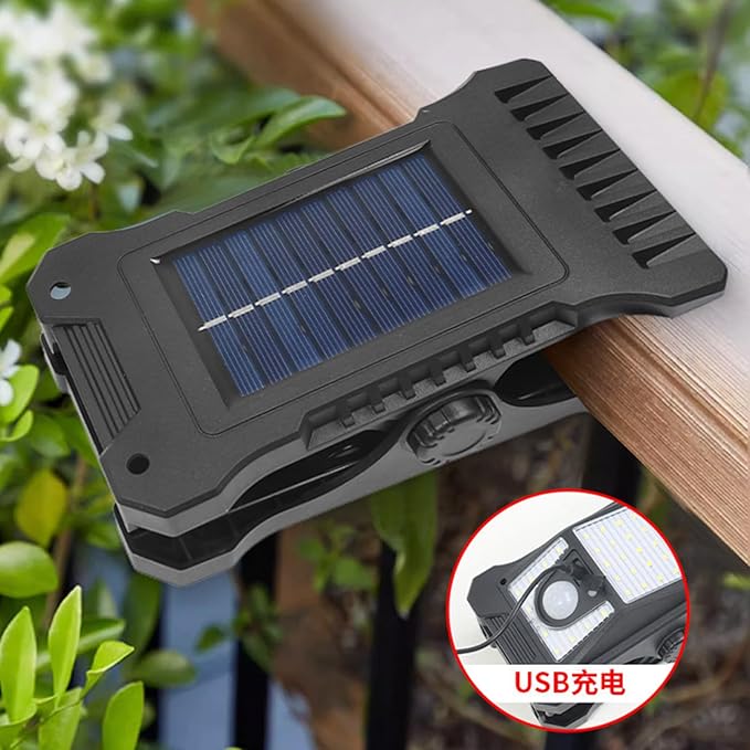 Solar Clip on Motion Sensor Light, High Brightness Led Outdoor Lamp with Efficient Solar Charging for Camping Tent, Pathway, Patio, Garden