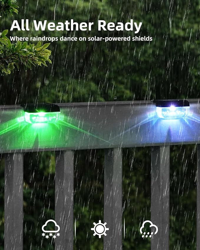 12 Pack Solar Deck Lights, RGB Color Changing Christmas Solar Fence Lights, Waterproof Step - Outdoor Path Light | Lumora