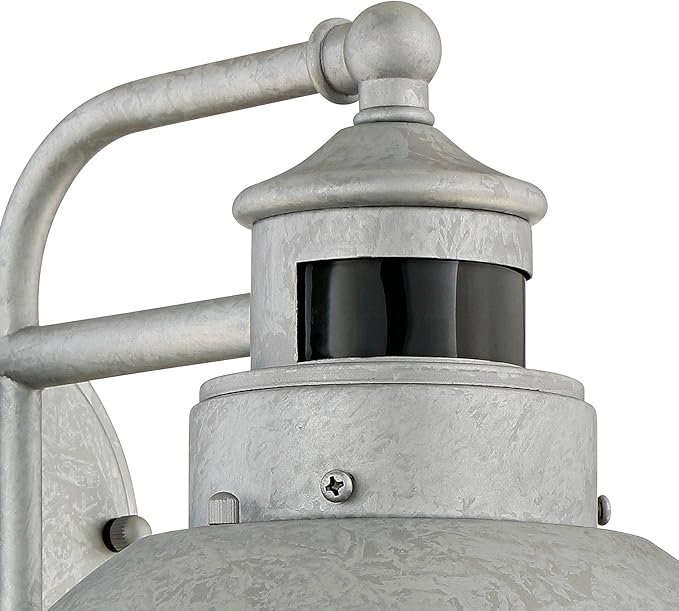 John Timberland Oberlin Rustic Industrial Farmhouse Outdoor Barn Light Fixture Galvanized Dusk to Dawn Motion | Lumora