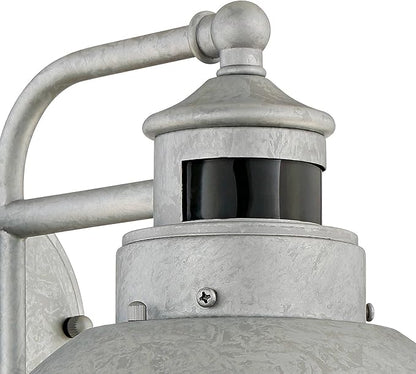 John Timberland Oberlin Rustic Industrial Farmhouse Outdoor Barn Light Fixture Galvanized Dusk to Dawn Motion Sensor 9" Clear Seedy Glass for Exterior Deck House Porch Yard Patio Outside Garage