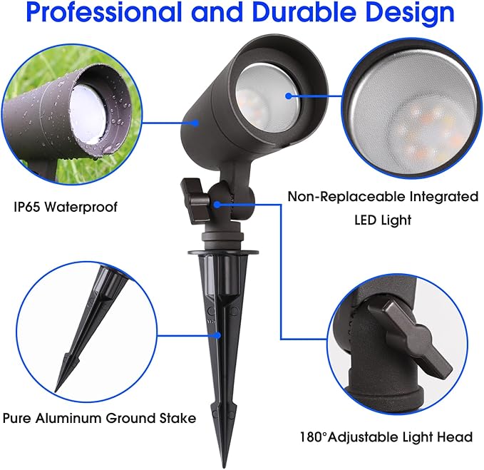 3CCT LED Landscape Lights with Connectors, 12V Low Voltage, 3000K/4000K/5000K Selectable, 3W, 200LM, Outdoor | Lumora