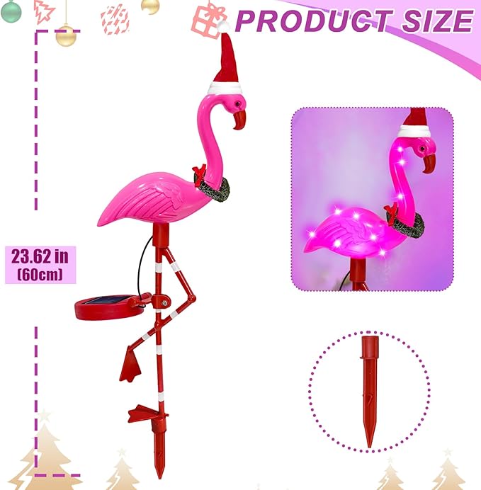 Solar Garden Lights Flamingo Decorations Outdoor Waterproof,2 Packs Solar Flamingo Light Garden Decor,Pink Flamingo | Lumora