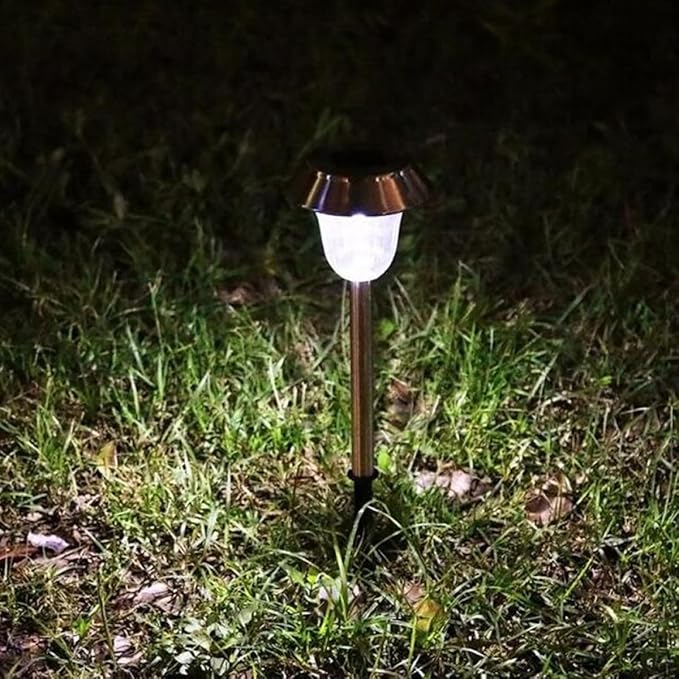 DOITOOL Solar Stainless Steel LED Ground Plug Light White Solar Garden Lawn Lamp Outdoor Landscape Path Lighting for Yard and Patio