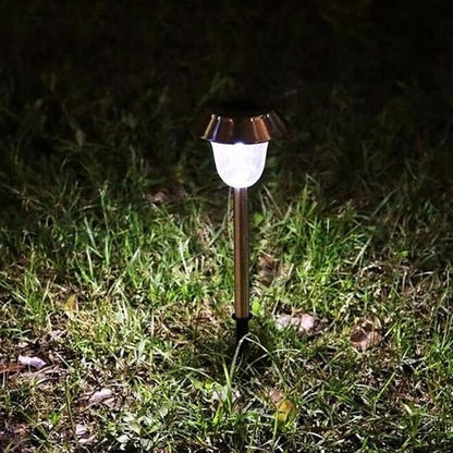 DOITOOL Solar Stainless Steel LED Ground Plug Light White Solar Garden Lawn Lamp Outdoor Landscape Path Lighting for Yard and Patio