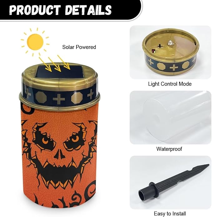 Ghost Face Solar Lights Outdoor Waterproof, Landscape Lighting Outdoor Solar Lights for Outside Solar Garden Lights for Pathway, Walkway, Patio, Yard, Lawn