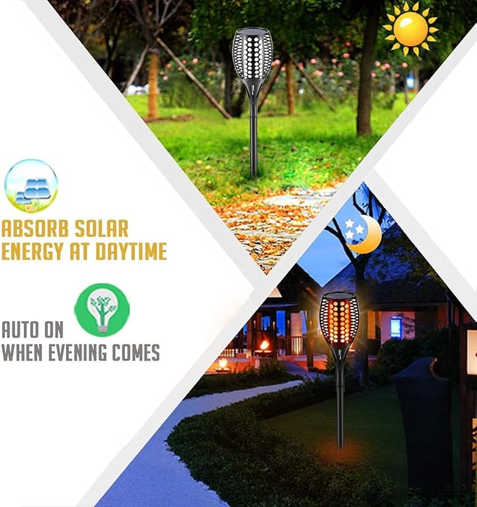Aityvert Upgraded Larger Solar Torch, Waterproof Outdoor Dancing Flames, Flickering Flames Garden Light, Landscape Decoration Pathway Patio Lights 43" 96 LED (2 Pack)