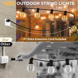 25FT G40 Outdoor String Lights, Waterproof Patio String Lights with 12 Plastic Bulbs, Shatterproof Outdoor Lighting | Lumora