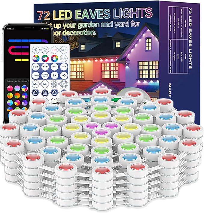100FT Solar Powered Outdoor Lights with Remote and 111ft Outdoor RGB Eaves Lights | Lumora