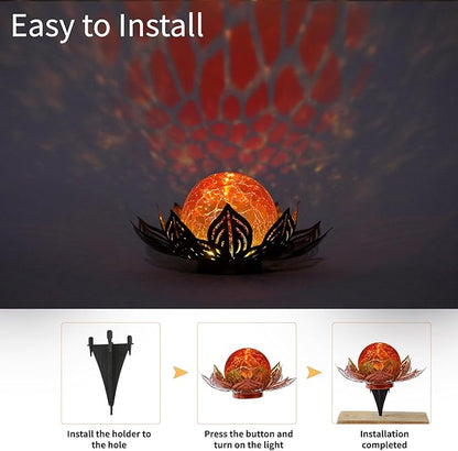 Lotus Flower Lamp Solar Garden Lights Yard Art Gardening Gifts for Women Waterproof Led Metal Flower Lights for Patio Porch Pathway Lawn Pond Outdoor Decorations