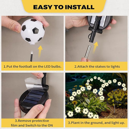 Solar Football Garden Lights – Swaying LED Solar Lights Outdoor for World Cup Decor, Outdoor Waterproof Patio & Yard Lights with Flexible Wire & Heavy Base, Multi-Colored (4Pack)