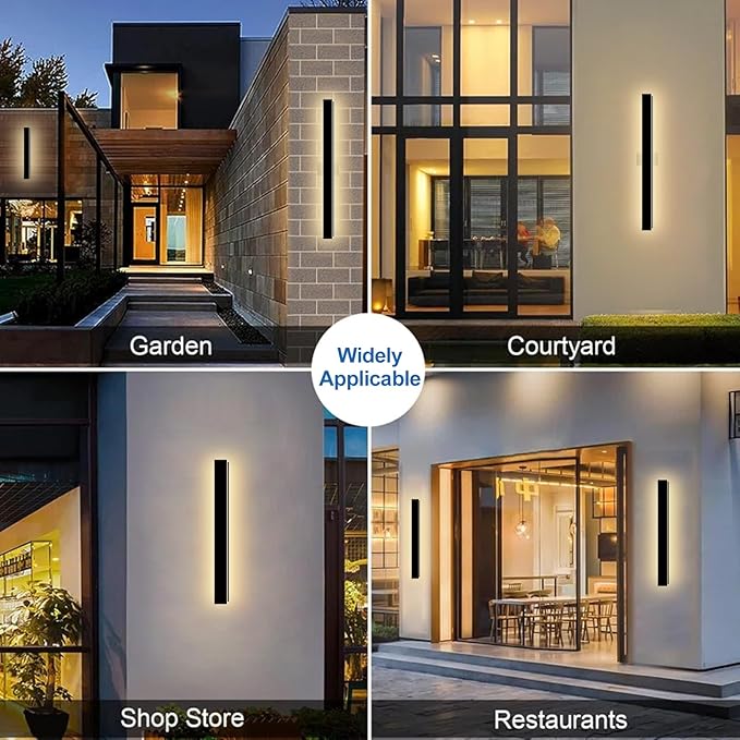 Modern Outdoor Wall Light, 39.4 Inch Linear Outdoor Sconce Lights 3000K LED Exterior Sconce with Junction Box Cover, IP65 Waterproof Long Outside Porch Lights for House Garage