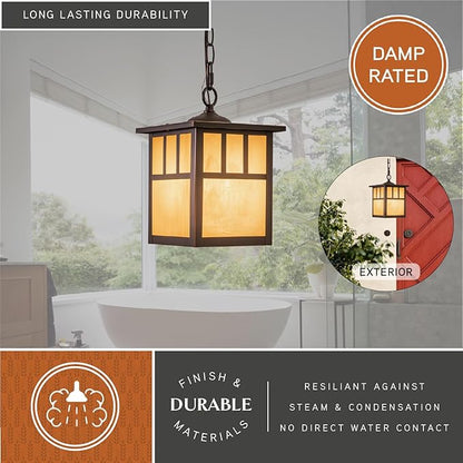 VAXCEL Mission 1 Light Bronze Outdoor Lantern Pendant Honey Glass