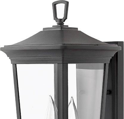 Hinkley Bromley Medium Wall Mount Lantern - Aluminum, 2-Light, Clear Glass, Bulbs Included - Museum Black Finish