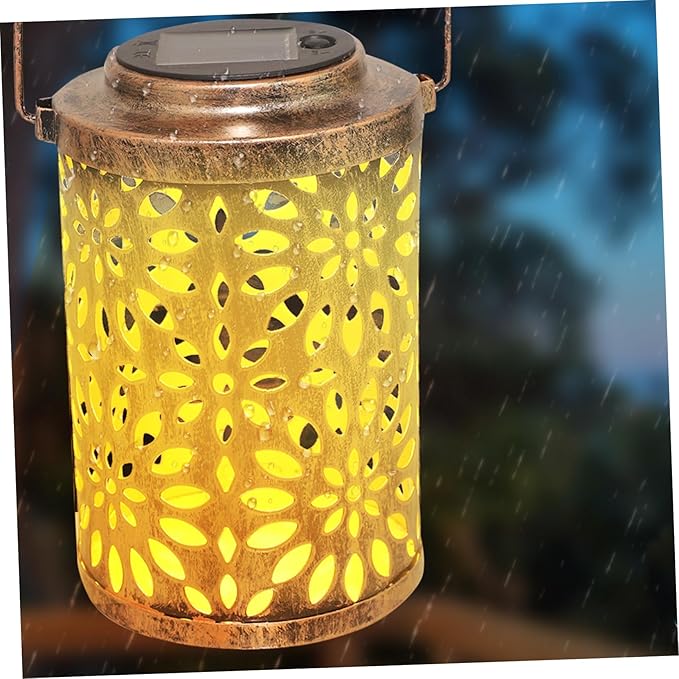 Uonlytech 1pc Outdoor Solar Lantern Hollow Out Pattern Projection Light for Garden Hanging Decor Unique for Friends Family Solar Powered Outdoor Use