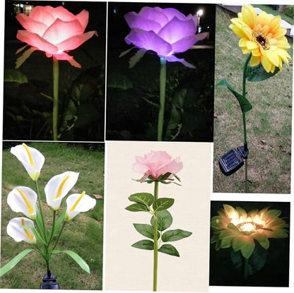 Led Solar Garden Lights Sunflower Solar Pathway Lights for Driveway Warm White