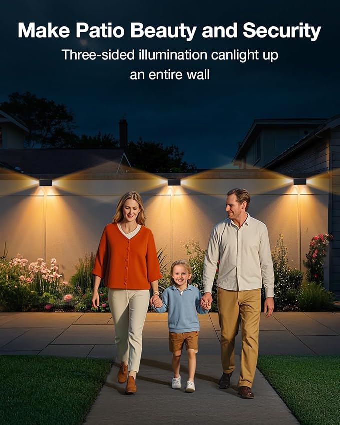 Fence Lights Solar Powered Outdoor Waterproof 3 Sided Wall LED Landscaping 12 Pack for Yard, Deck, Patio, Rail | Lumora