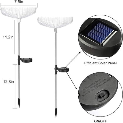 Solar Fiber Optic Outdoor Garden Decorative Changing Color Solar Lights (2 Pack)