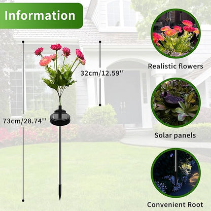 3-Pack Solar Garden Lights – 21 Solar Snow Lotus Flowers, Waterproof Auto On/Off Pathway Lights for Yard, Walkway, Patio & Cemetery Decor (Pink)