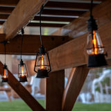 10 Light LED Flicker Flame Plastic Oil Lamp String Set, 20ft Black Wire – Indoor/Outdoor Vintage Flame Effect | Lumora