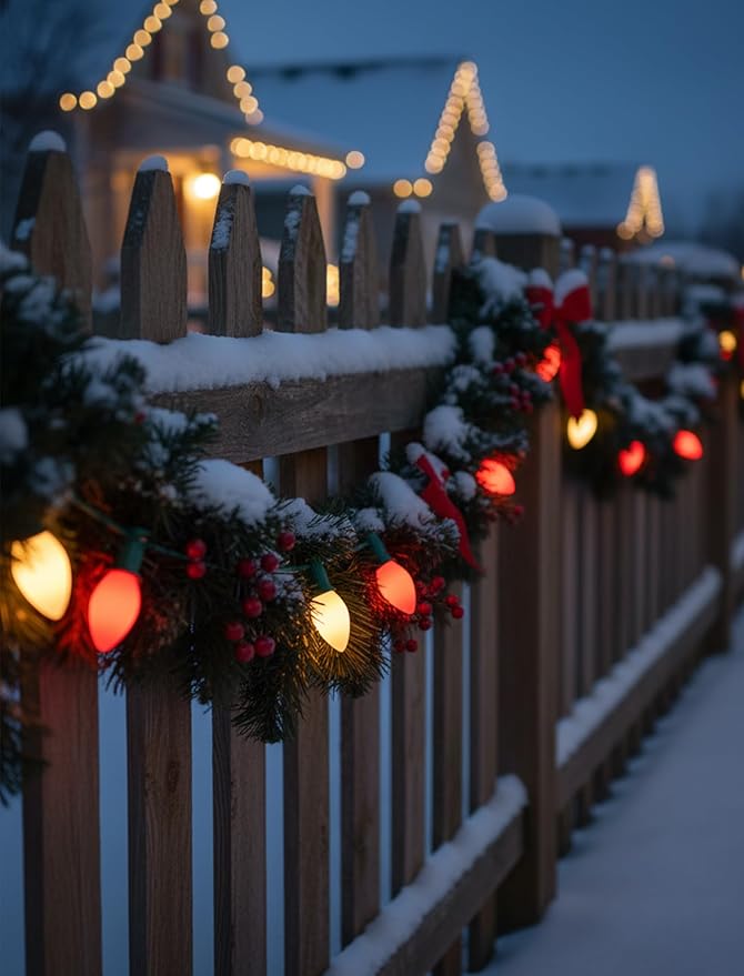 C7 Red/White Incandescent Christmas Lights, 25Ft Valentine's Day Lights with 27 Red/White C7 Ceramic Bulbs,for | Lumora