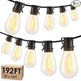 192FT(2x96FT) LED Outdoor String Lights, Patio Lights with 60+3 Shatterproof Waterproof 2700K Dimmable Bulbs | Lumora