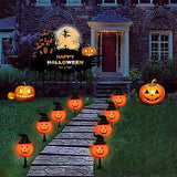 Halloween Pumpkin Pathway String Lights 4 Jack-o-Lantern Stakes Lights with C7 Bulbs, 7Ft Extendable Wizard Hat | Lumora