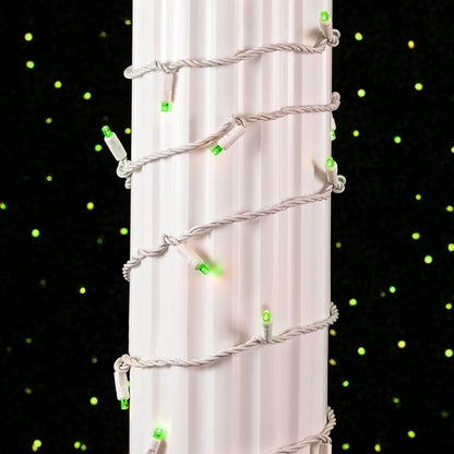 Novelty Lights 11ft Christmas String Lights, 50 Green LED Bulbs on White Wire, 2.5" Spacing, Connectable Indoor Outdoor Commercial Grade Lighting for Holidays Patio Weddings